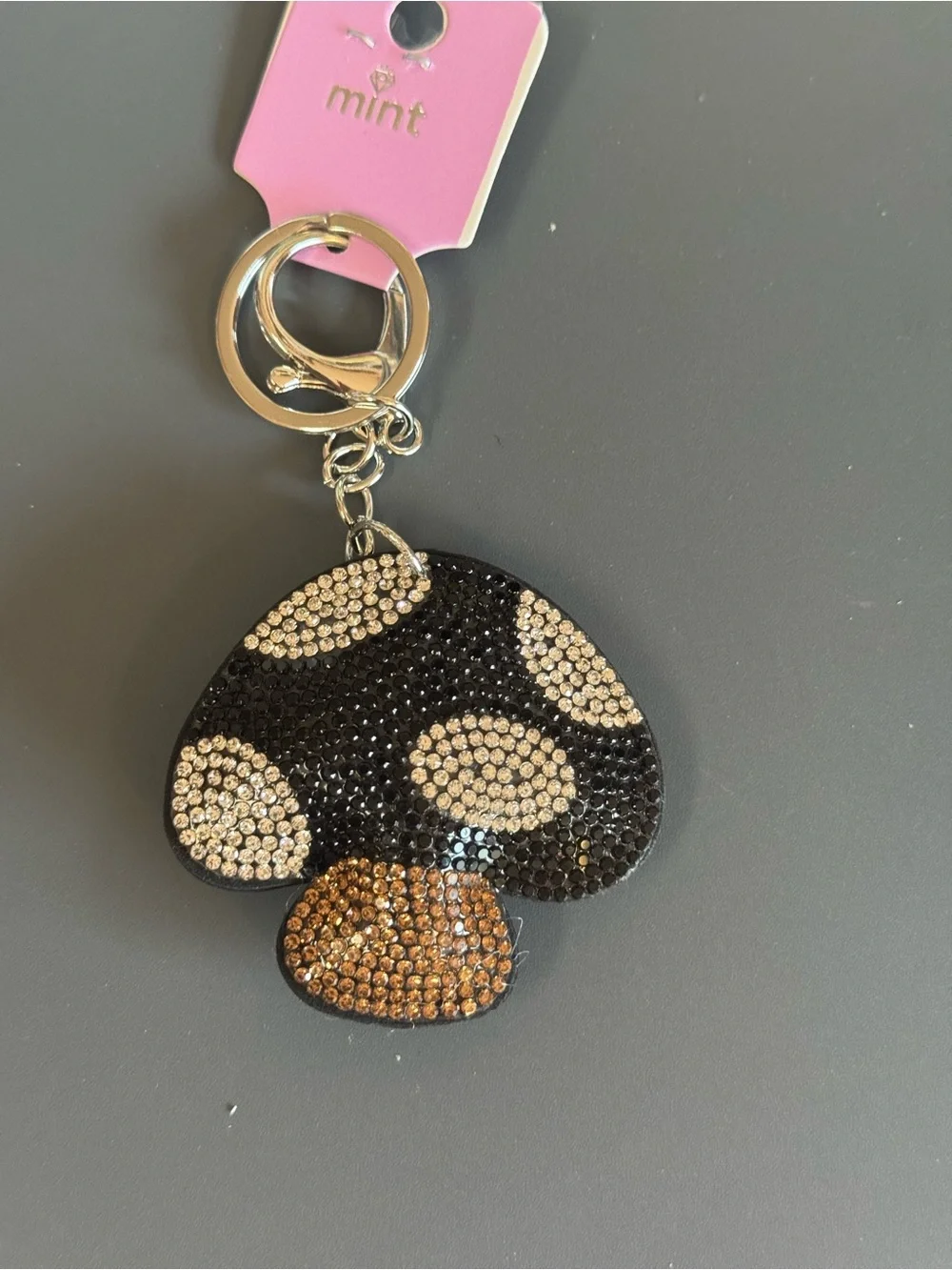 Mint Rhinestone Mushroom Keychain Bag Charm NWT Red